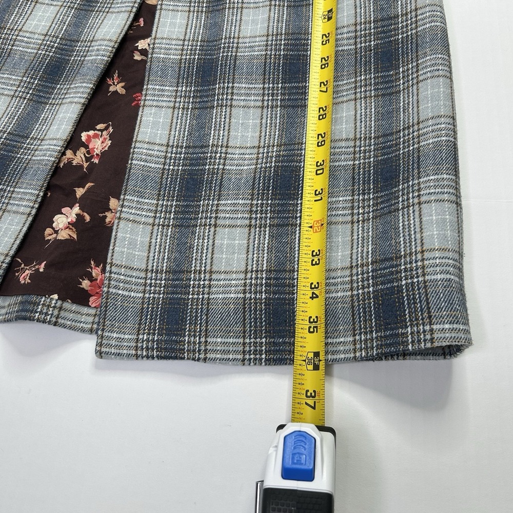 Sundance ANNIE Fall Plaid LONG Jacket Womens Small Wool Blend Lightweight Blue - Picture 10 of 12